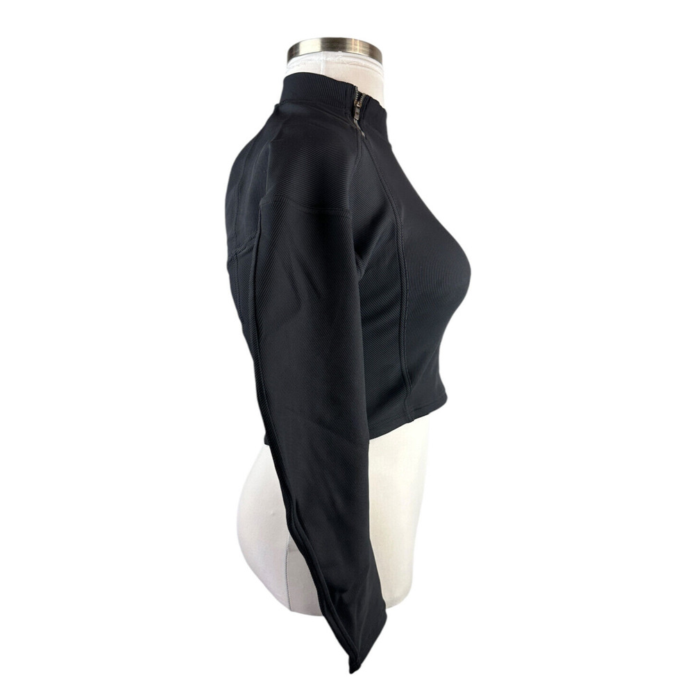 Lululemon Ribbed Luxtreme Wide Sleeve Pullover Black Crop Women's No Size Tag - Picture 10 of 15